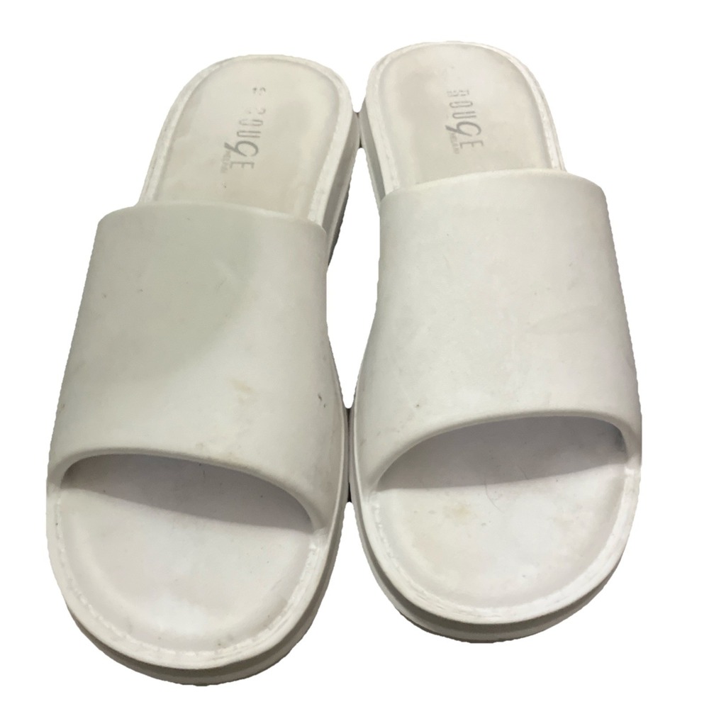 Womens Platform Chunky White Sandals Size 10 Slide Slip On